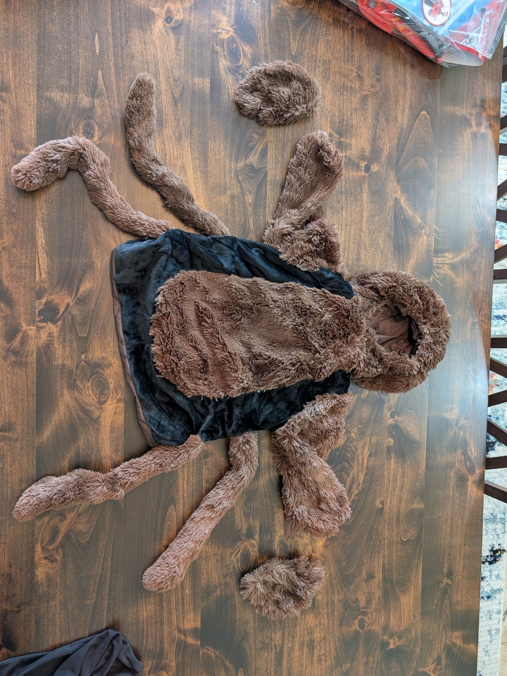Plush Brown Spider Costume Hoodie with Black Body - Size 3-4T